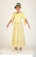  Photos Woman in Historical Civilian dress 1 19th century Historical Clothing a poses whole body yellow dress 0002.jpg